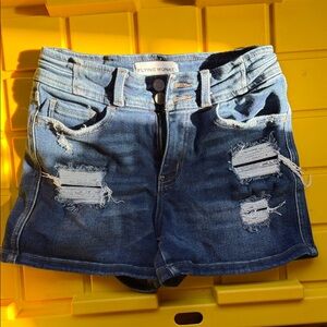 Flying Monkey Dark Blue Ripped Jean Shorts